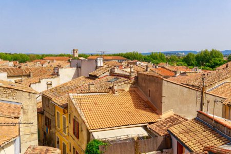 Photo for Panorama of ancient town Arles in Provence and Cote d'Azur, France, South Europe. Famous tourist destination with old Roman Artena - Royalty Free Image