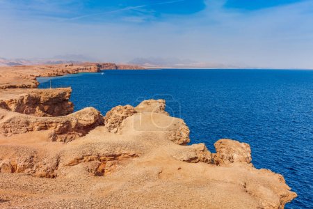 Red sea coast shore in the Ras Mohammed National Park. Famous travel destionation in desert. Sharm el Sheik, Sinai Peninsula, Egypt.