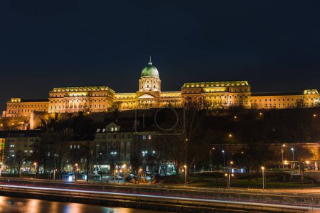 Photo for Night view of Budapest. Cityscape of famous tourist destination with Danube and bridges. Travel illuminated landscape in Hungary, Europe. - Royalty Free Image