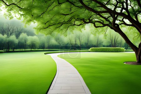 Eine ruhige grüne Oase vor heiterem Hintergrund mit minimalem Kopierraum. Perfekt zur Förderung urbaner Grünflächen, Parks und Initiativen für grünere Städte.