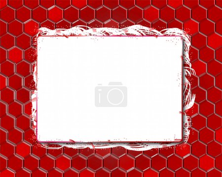 Photo for Red background with white frame. Illustration of a card with space for text, a hexagonal background with creative abstract borders. - Royalty Free Image