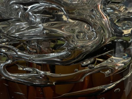 Abstract background, lead glass macro. Abstraction wallpaper with curves and air bubbles.