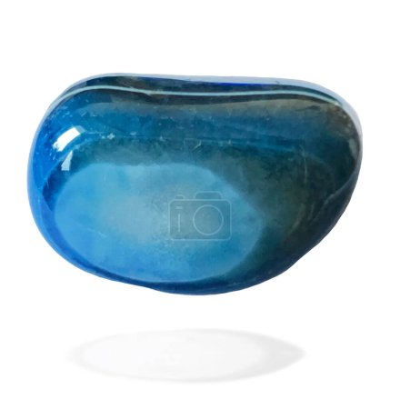 Agate blue tumbled healing stone. Agate in blue shades, a stone with the properties of thinking and memory, love, protection, courage, digestion. Object isolated.