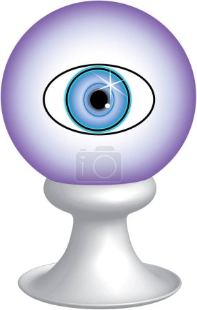 Illustration for Divination ball with a third eye on a base. Divination object, object isolated, vector and jpg format. - Royalty Free Image
