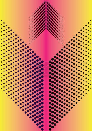 Ilustración de Neon background with an illustration of circular Halftone patterns.Dotted background from blackin perspective dots, vector format and jpg format. - Imagen libre de derechos