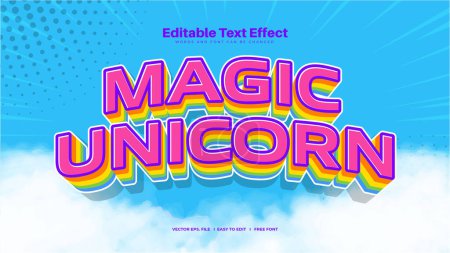 Illustration for Magic Colorful Unicorn Text Effect - Royalty Free Image