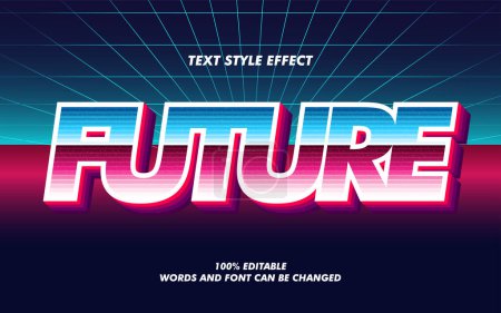 Illustration for Future Retro Gradient Bold Text Style Effect - Royalty Free Image