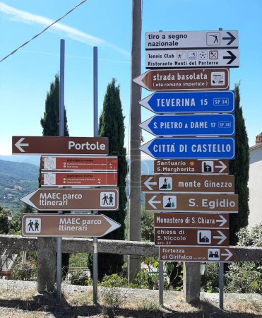 Photo for Road signs in Cortona, Italy. - Royalty Free Image