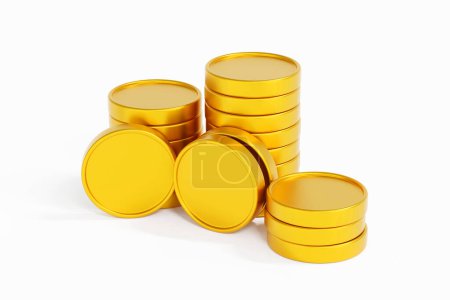 Foto de Pila de moneda de oro dinero, negocio y concepto financiero, 3d renderizado. - Imagen libre de derechos
