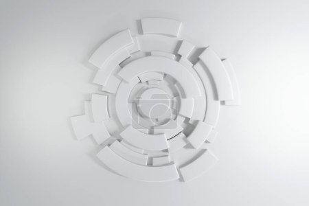 Foto de Forma y anillo de cilindro de fondo simple blanco, renderizado 3D. - Imagen libre de derechos