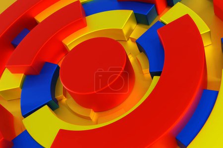 Foto de Multi color simple forma del cilindro de fondo y anillo, renderizado 3D. - Imagen libre de derechos