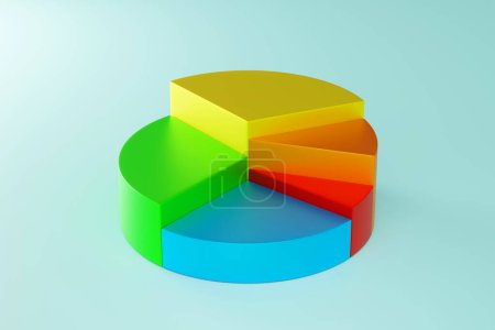 Foto de Gráfico de pastel, gráfico de negocios de estadísticas, presentación financiera de análisis de datos, porcentaje de cuota de mercado de valores, renderizado 3D - Imagen libre de derechos