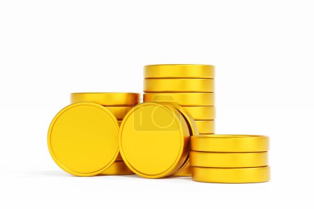 Foto de Pila de moneda de oro dinero, negocio y concepto financiero, 3d renderizado. - Imagen libre de derechos