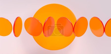 Foto de 3d de cristal naranja círculos mate representación ilustración. Fondo abstracto creativo. Patrón de formas geométricas. Fondo de pantalla vibrante escena círculo limpio. Diseño futurista de arte dinámico - Imagen libre de derechos