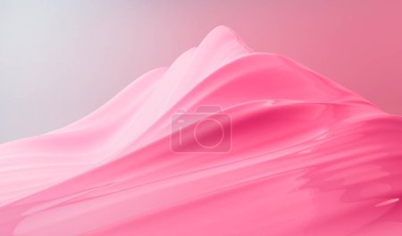 Téléchargez les photos : Fantasy 3d rendering landscape of pink mountain valley. Creamy abstract background. Digital painting. Shiny and matte creamy ceramic material. - en image libre de droit