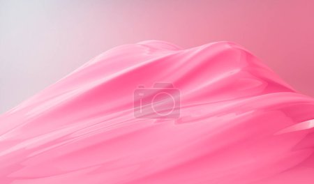 Téléchargez les photos : Fantasy 3d rendering landscape of pink mountain valley. Creamy abstract background. Digital painting. Shiny and matte creamy ceramic material. - en image libre de droit