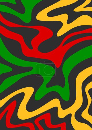 Téléchargez les illustrations : Fond abstrait avec motif de lignes ondulées colorées et avec thème de couleur jamaïcaine - en licence libre de droit