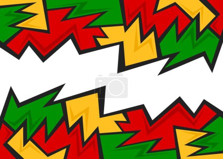 Illustration for Abstract background with colorful sharp and geometric pattern and with Rastafari color theme - Royalty Free Image
