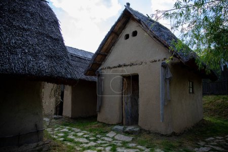 Fishermans house exterior of Serbian settlement at the banks of Danube river from Neolithic period dated to 5400 BC