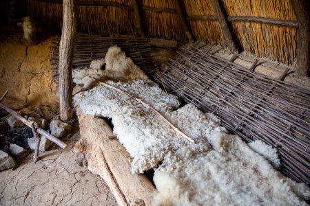 Ancient fisherman's hut interior of Serbian settlement at the banks of Danube river dating from neolithic period 6000 years ago
