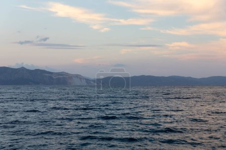 Mediterranean Sea in Evia island with view of Pelion mountain in background