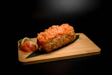 Photo for Breaded dish generously garnished with succulent salmon pieces for a flavorful treat. - Royalty Free Image