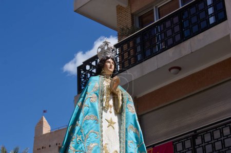Virgin of the Resurrection Easter Sunday after the Glorious encounter with the Risen Christ in the Plaza Mayor of the city of Torrent, Valencia (Spain)