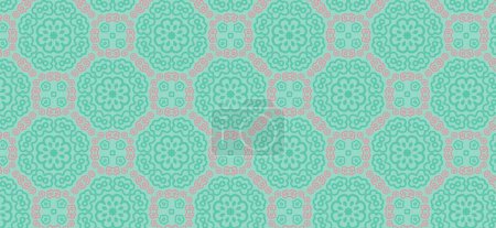 Foto de Fondo abstracto verde y blanco. ornamento geométrico sin costuras. patrón de elementos florales - Imagen libre de derechos