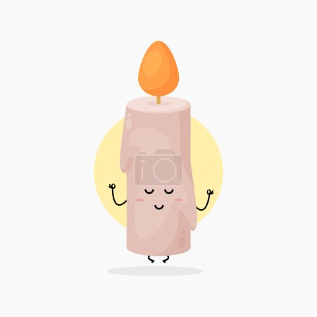 Illustration for Cute candle character meditating in yoga pose - Royalty Free Image