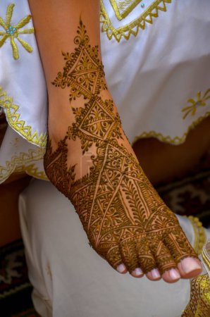 Photo for Moroccan henna tattoo on foo - Royalty Free Image