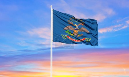 Photo for The US state flag of North Dakota waving in the wind - Royalty Free Image