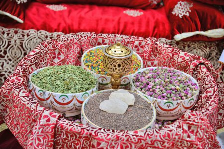Photo for Diversity of traditional Moroccan cosmetic hamam herb - Royalty Free Image