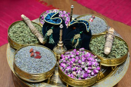 Photo for Diversity of traditional Moroccan cosmetic hamam herb - Royalty Free Image