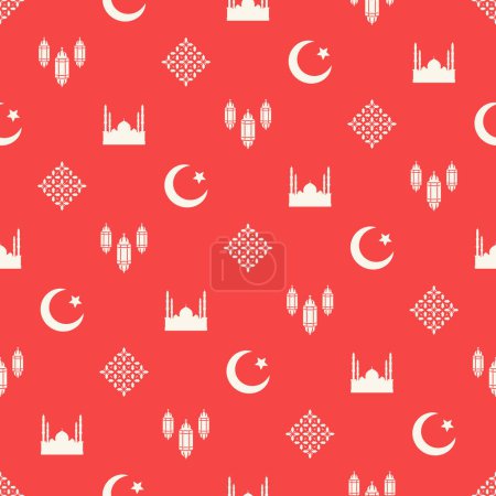 Illustration for Seamless pattern in authentic arabian islamic style. Vector illustration background. Ramadan Mubarak beautiful greeting card. Based on traditional islamic pattern as a background. - Royalty Free Image