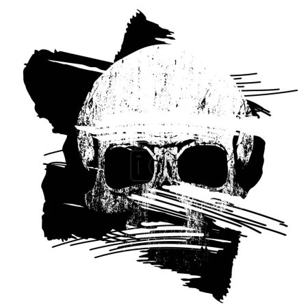 Illustration for Skull t-shirt design with paint stains on white background - Royalty Free Image