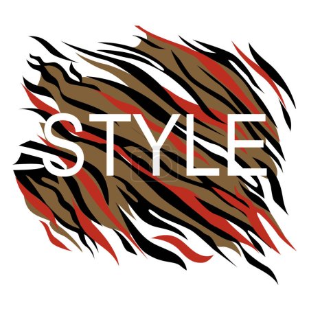 Illustration for Style. Typographic design for a t-shirt with the word Style and red, black and brown lines on a white background. - Royalty Free Image