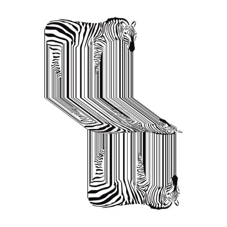 Ilustración de El diseño de la camiseta zebra y su reflejo en el agua. Ilustración minimalista para la moda - Imagen libre de derechos