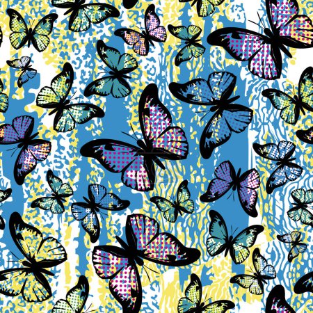 continuous design of butterflies. Pattern seamless for textile industry. 