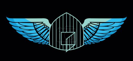 Téléchargez les illustrations : T-shirt en cage avec ailes sur fond noir. Image métaphorique. - en licence libre de droit