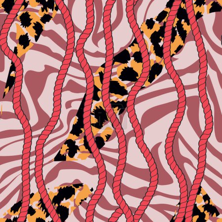Diseño continuo de cuerda de impresión de leopardo. Patrón sin costura para la industria textil.