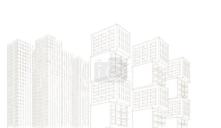 Foto de Abstracta arquitectura 3d ilustración boceto - Imagen libre de derechos