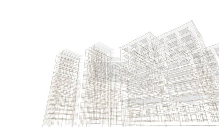 Téléchargez les photos : Architecture abstraite illustration 3D croquis - en image libre de droit