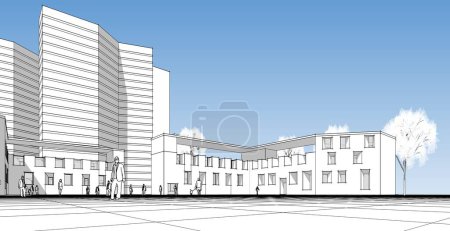 Photo for City modern architecture 3d illustration - Royalty Free Image