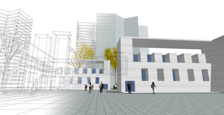 Stadt moderne Architektur 3D-Illustration