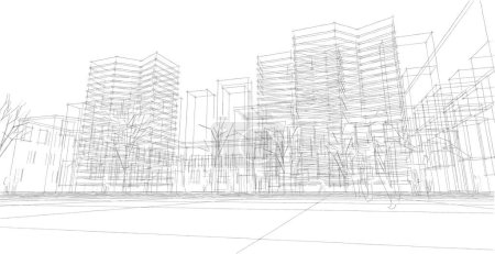 Téléchargez les photos : Ville architecture moderne illustration 3d - en image libre de droit
