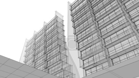 Foto de Abstracta arquitectura 3d ilustración boceto - Imagen libre de derechos
