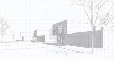 Photo for Houses architectural project sketch 3d illustration - Royalty Free Image