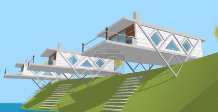 Photo for House architectural sketch 3d illustration - Royalty Free Image