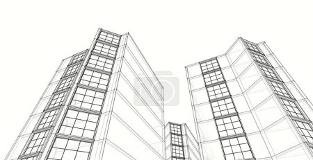 Photo for Modern architecture of city, 3d illustration - Royalty Free Image