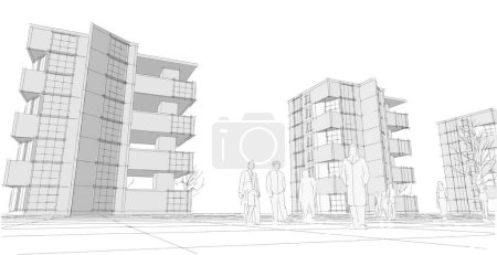 Photo for Modern architecture of city, 3d illustration - Royalty Free Image